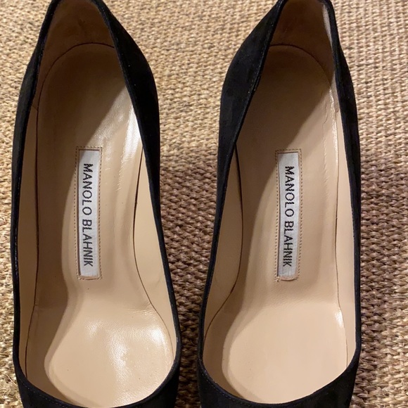 Sz 4 Manolo Blahnik BB 90 black suede pumps - Picture 8 of 10